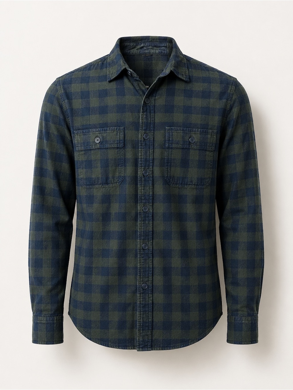 J.Crew Slim Fit Navy Green Buffalo Plaid Flannel Shirt Large